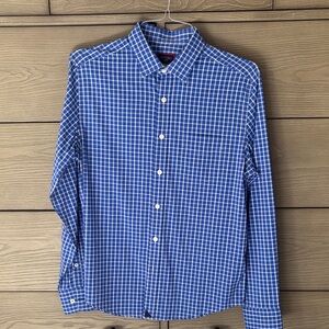 Untuckit Men's Blue Check Button-Down Shirt